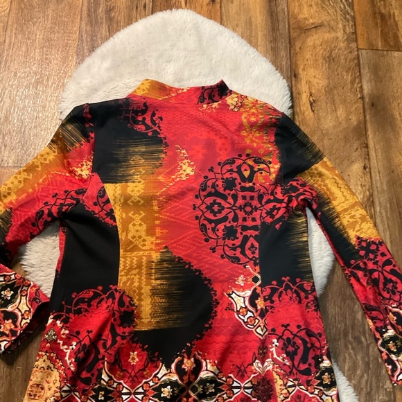 Chicos Jacket Womens 2 Large Printed Statement Blazer Artsy Career Boho Unique - Picture 11 of 12